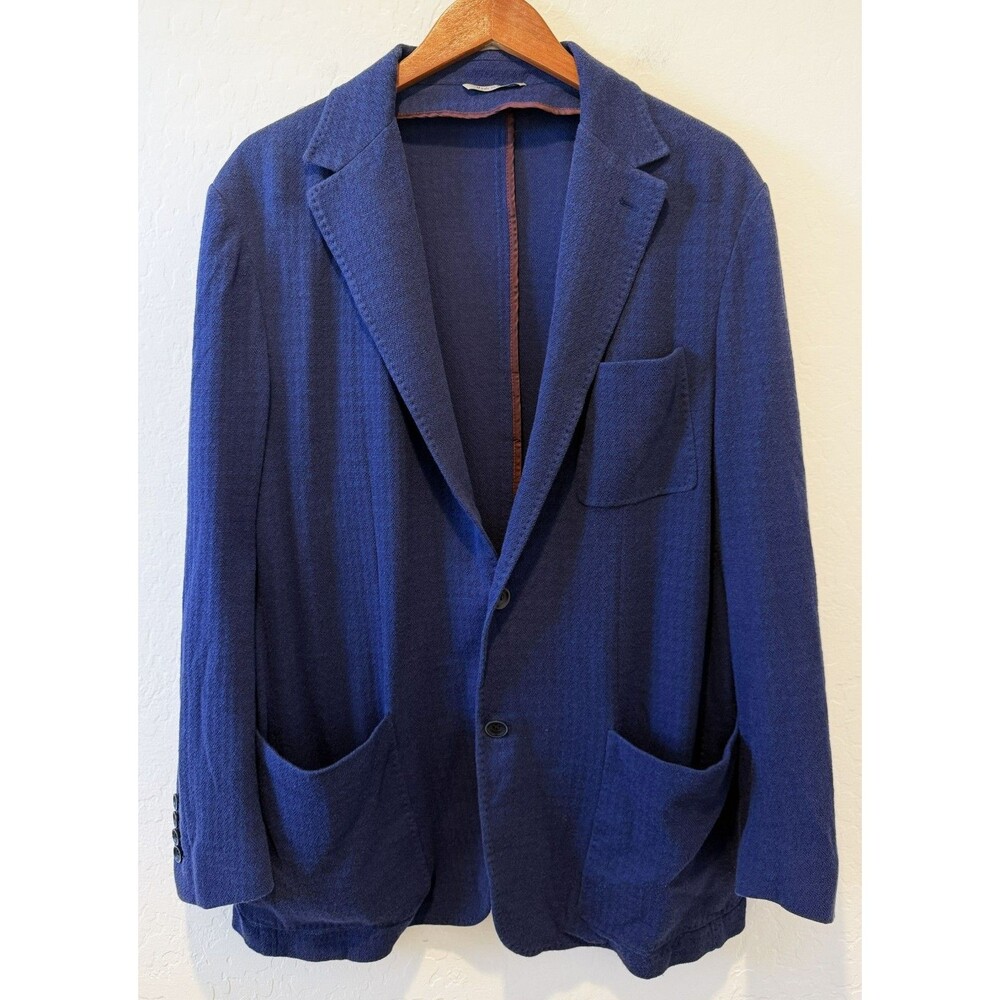 NEW Canali Unstructured Men's Blazer Cotton Blend Navy Blue sz. 54R = USA 44R